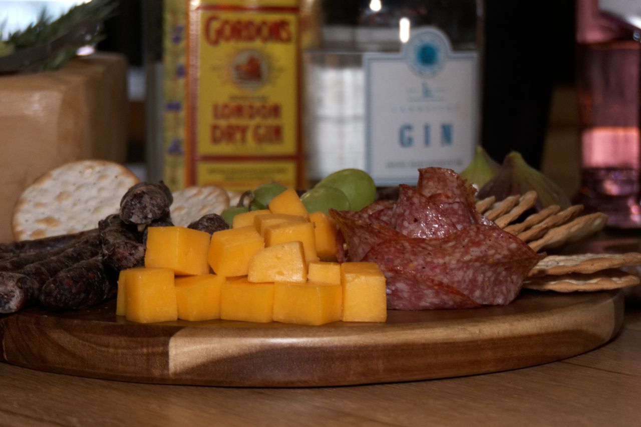 A cheese and charcuterie board